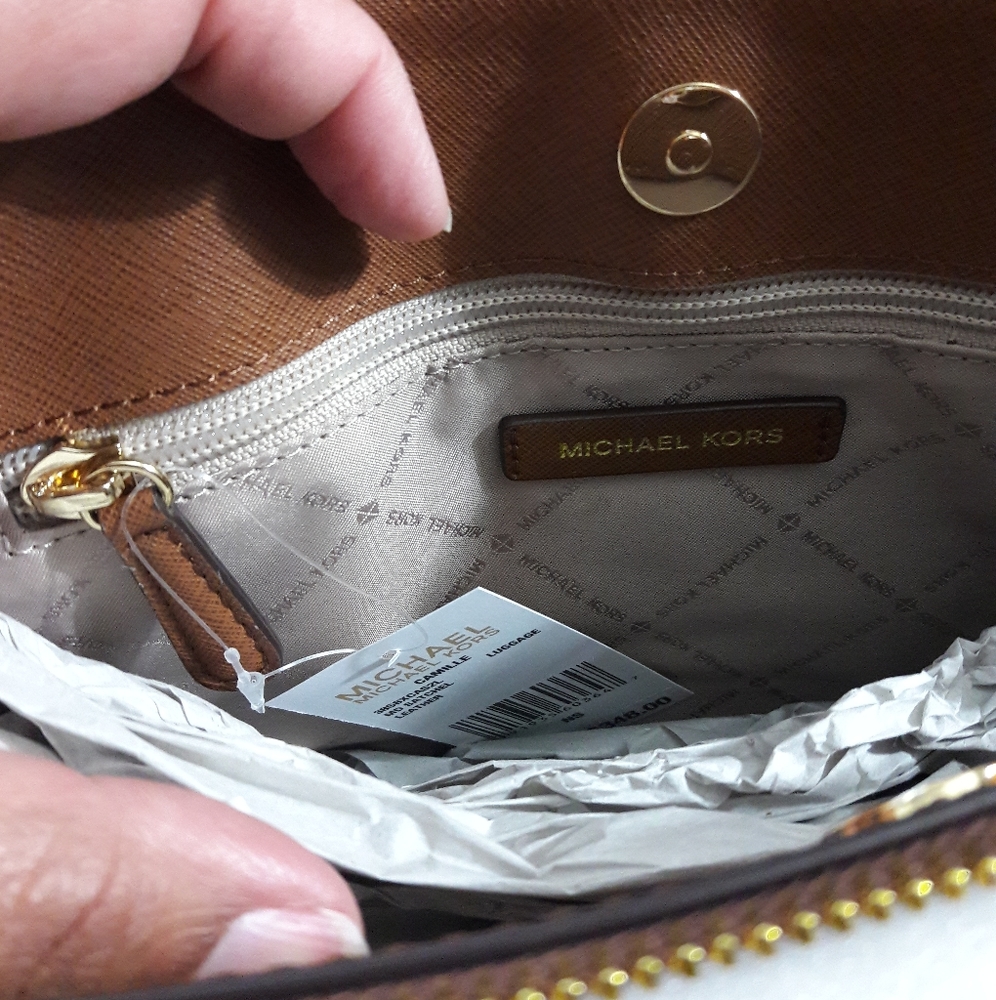 Michael Kors Camille Brown Leather Sarchel - Picture 9 of 16